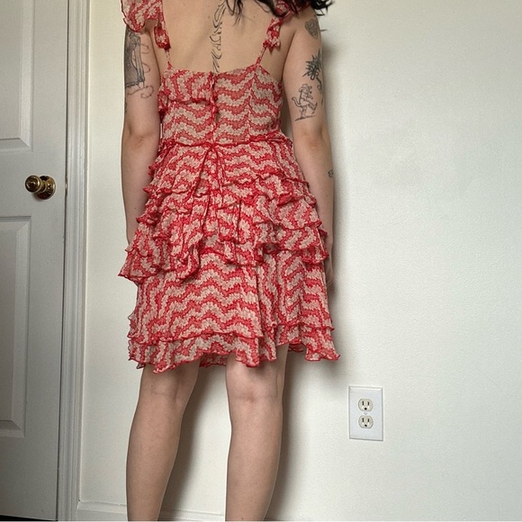 The Kooples Jasmine Ruffled Silk Tiered Mini Dress Size Small - Picture 4 of 5